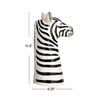 Hello Honey® 11.5" White & Black Hand-Painted Decorative Stoneware Zebra Vase