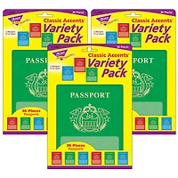 TREND Enterprises® Passports Classic Accents® Variety Pack, 3 Packs of 36