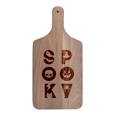 17" Spooky Icons Walnut Paddle Cutting Board