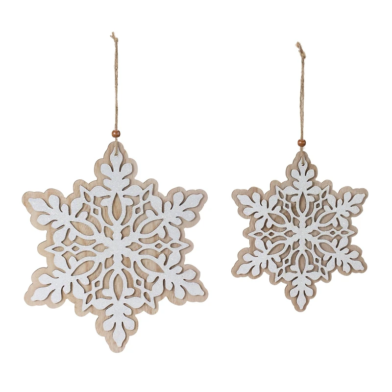 Layered Wood Snowflake Ornament Set