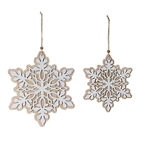 Layered Wood Snowflake Ornament Set