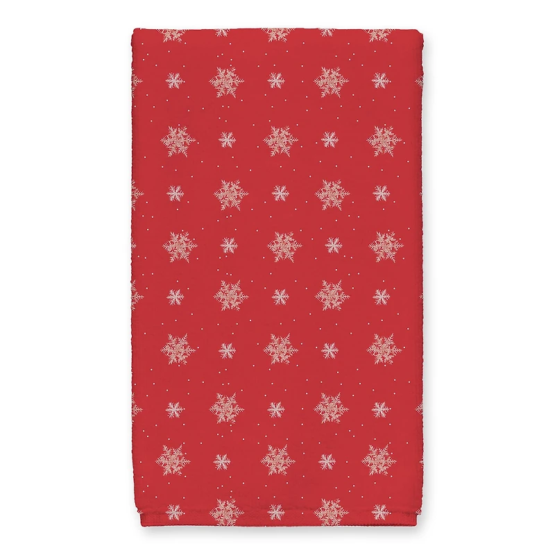 Red Snowflake Pattern Tea Towel Set