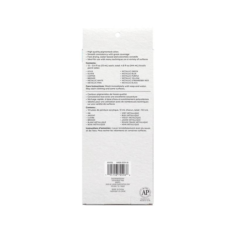 12 Packs: 12 ct. (144 total) Metallic Acrylic Paints by Artist's Loft™ Necessities™