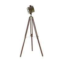 71" Brown Wood Industrial Floor Lamp