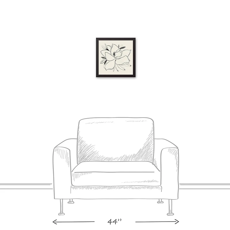 Simple Floral Magnolia Black Framed Canvas