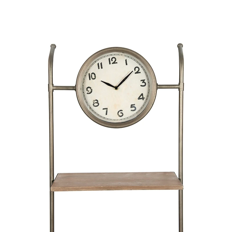 Hello Honey® Gold Wall Clock with 2 Shelves & 3 Hooks