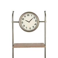 Hello Honey® Gold Wall Clock with 2 Shelves & 3 Hooks