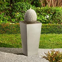 Glitzhome® 36" Oversized Sand Beige LED Ceramic Pedestal Fountain