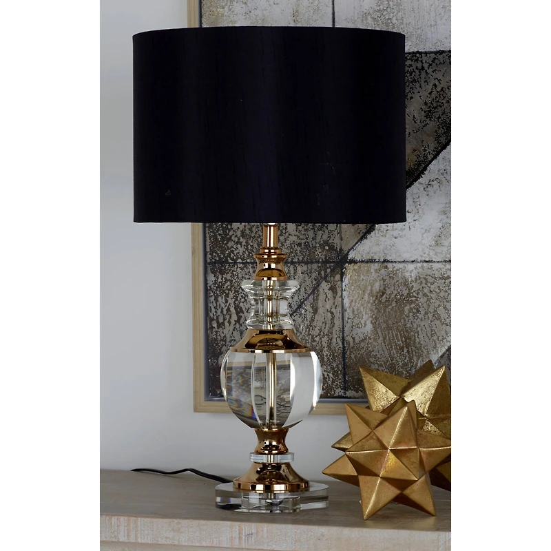 24" Clear Wood Glam Table Lamp