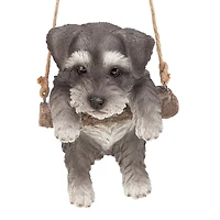 Design Toscano 8" Mini Schnauzer Puppy on a Perch Hanging Dog Sculpture