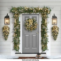6ft. Battery-Operated Pre-Lit Gold Decorated Artificial Garland