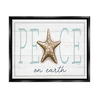 Stupell Industries Peace On Earth Starfish Sign Framed Floater Canvas Wall Art