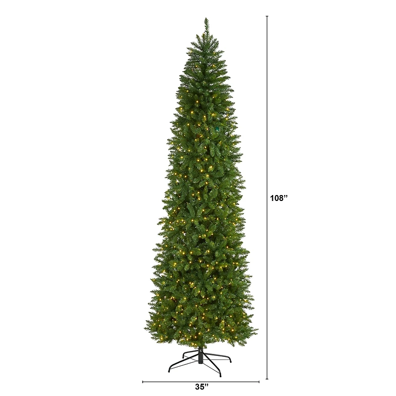 9ft. Pre-Lit Green Mountain Pine Artificial Christmas Tree, Clear LED Lights