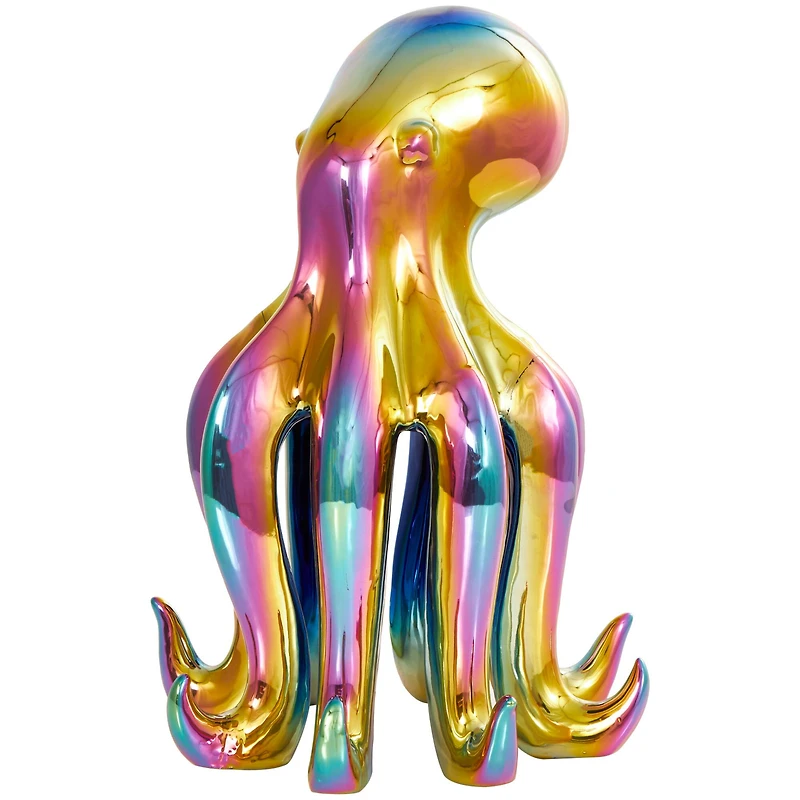 17" Rainbow Ceramic Octopus Sculpture