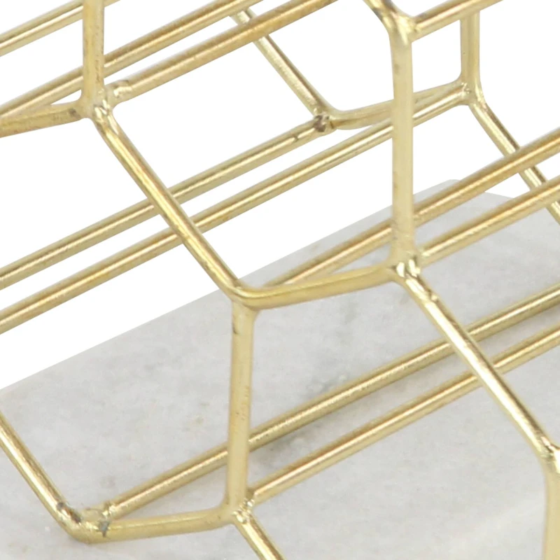 13" Gold Metal Modern Wine Holder Rack