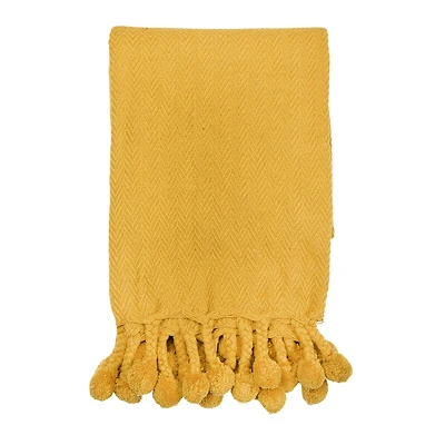 Hello Honey® Woven Cotton Pom Pom Throw