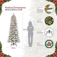 7.5ft. Pre-Lit Flocked Slim Montville Spruce Artificial Christmas Tree, Clear Lights