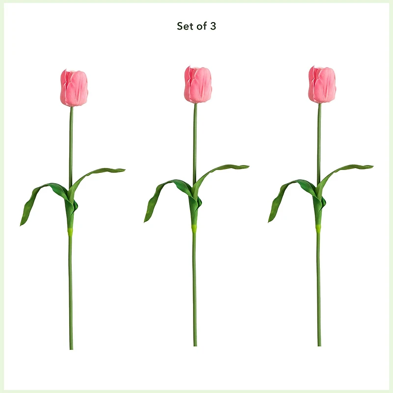 25" Pink Tulip Flower Stems, 3ct.