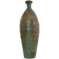 2.5ft. Green Ceramic Tall Distressed Antique Style Vase