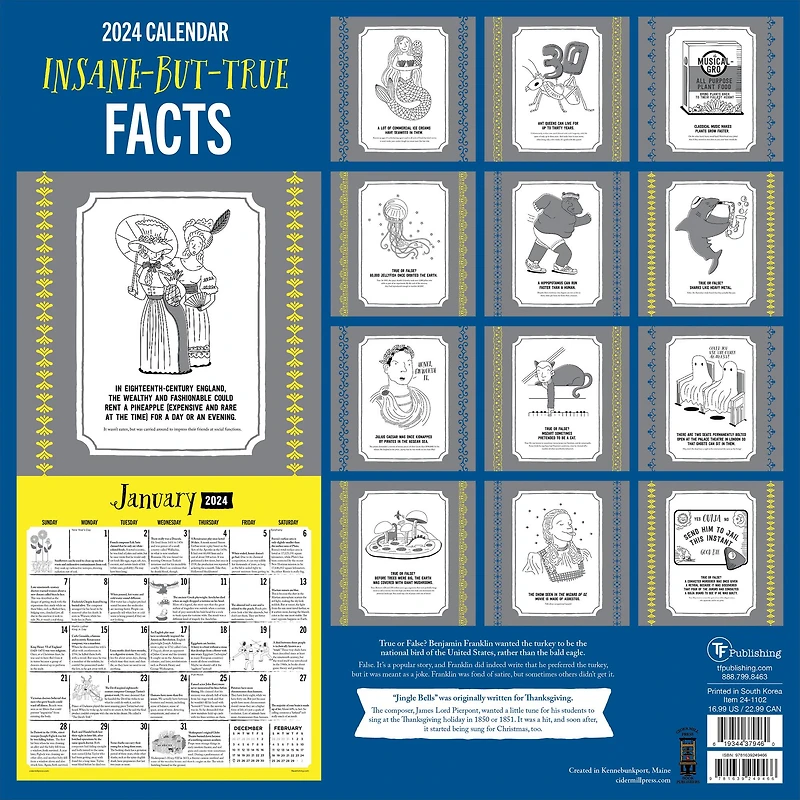 TF Publishing 2024 Insane But True Wall Calendar