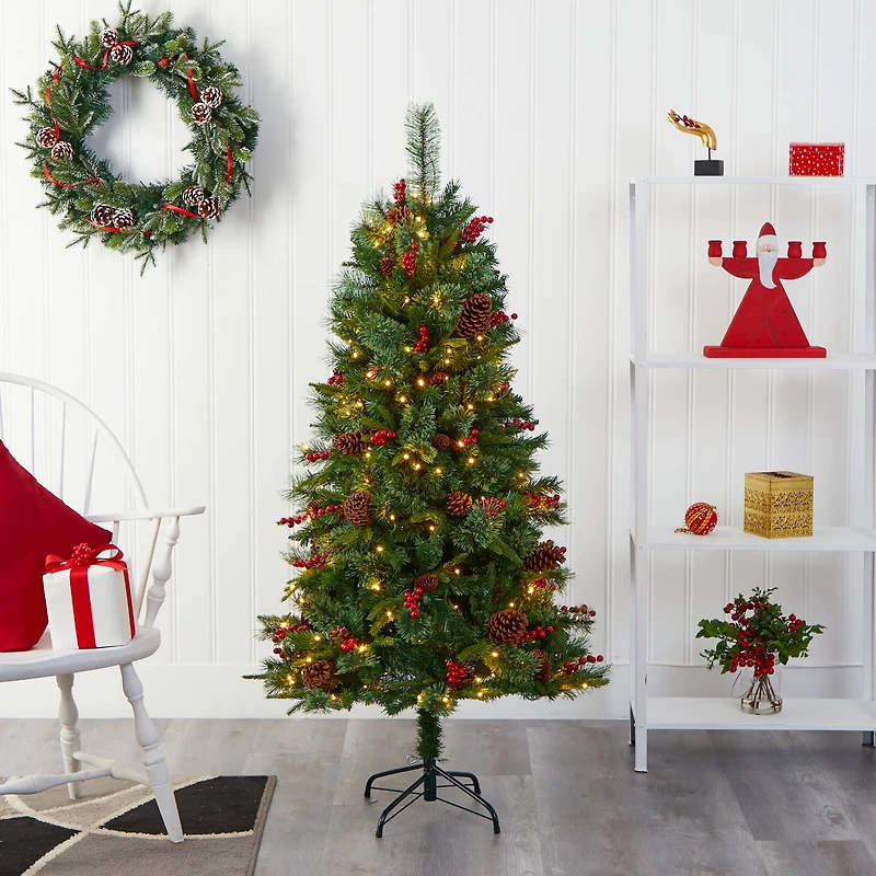 5ft. Pre-Lit Norway Mixed Pine Artificial Christmas Tree, Clear LED Lights