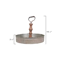Hello Honey® 11'' Round Metal & Wood Tray with Handle