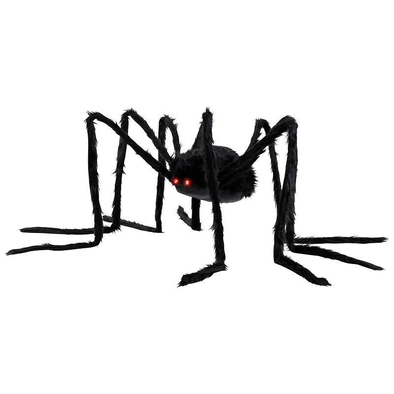44" Lighted Black Spider with Red Eyes Halloween Decoration