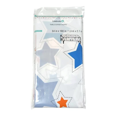 54" x 108" Multicolor Stars Plastic Table Cover by Celebrate It™