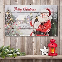 Glitzhome® 24" LED Wooden Santa Wall Décor