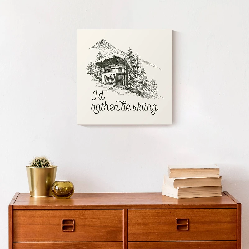 Rather Be Skiing Cabin 12x12 Canvas Wall Art