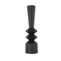 22" Black Metal Art Deco Style Fluted Vase