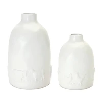 White Ceramic Farm Animal Vase Set