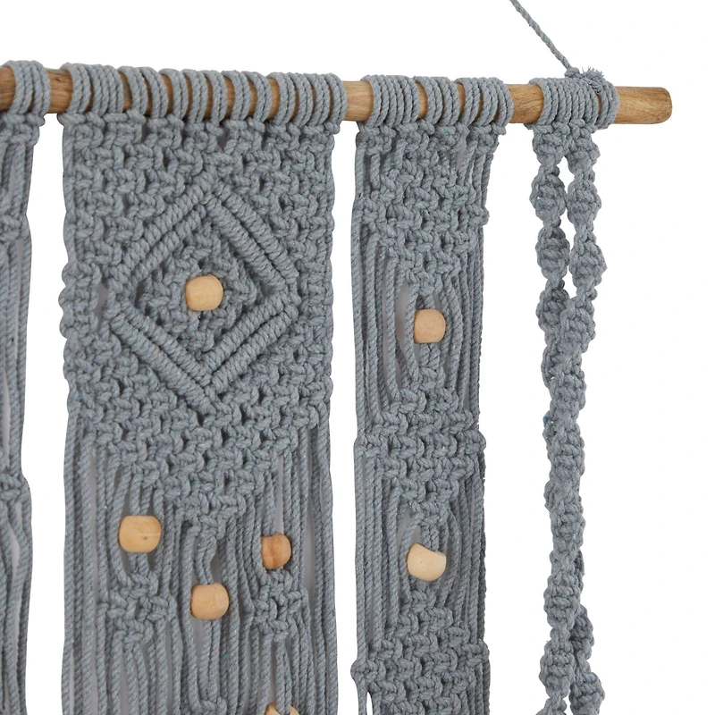 Gray Cotton Handmade Macrame 1 Shelf Wall Shelf 25" x 6" x 46"