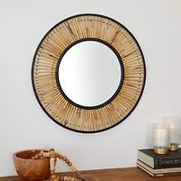 The Novogratz Brown Metal Handmade Weaved Frame Wall Mirror 28" x 1" x 28"