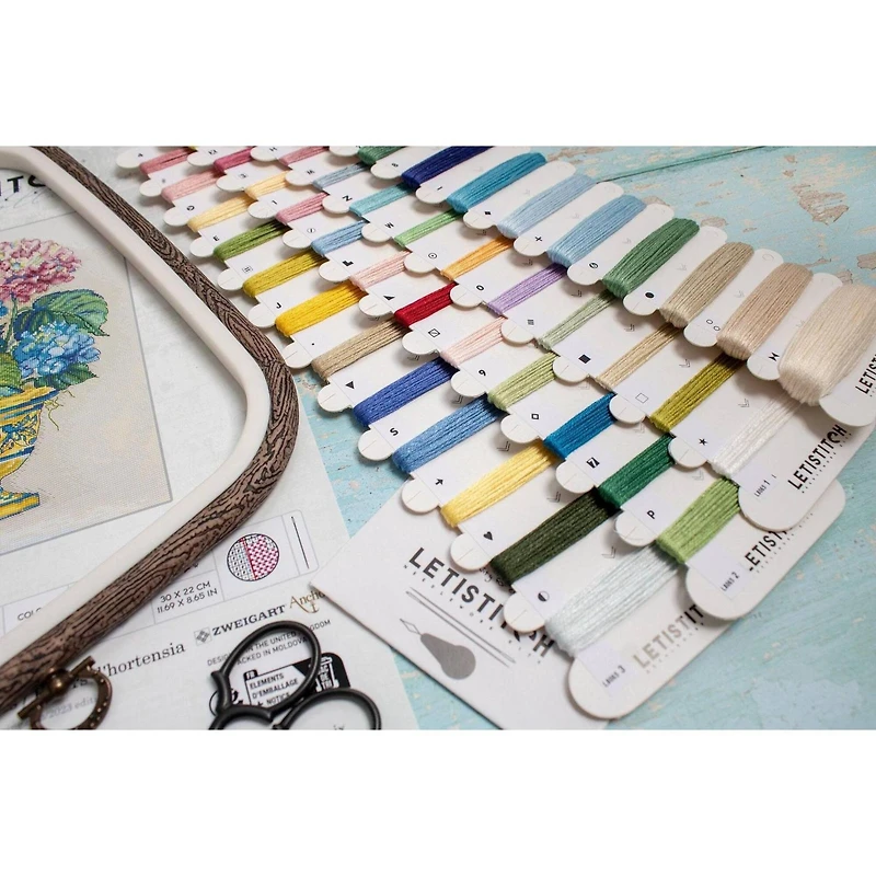 LetiStitch Hydrangea Blooms Counted Cross Stitch Kit