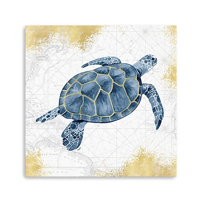 Deep Blue Sea VII White Gold Canvas Giclee