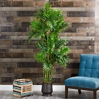 6ft. Areca Palm Tree in Ribbed Metal Planter