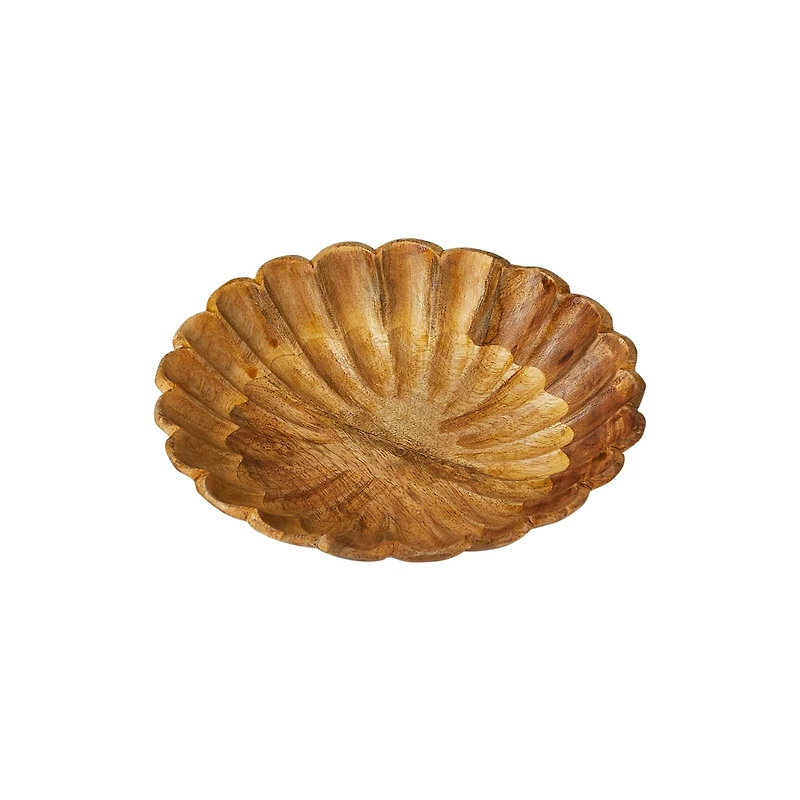 Hello Honey® 8" Natural Boho Carved Wood Bowl with Scalloped Edge