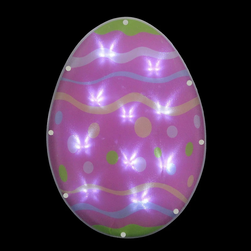 14" Pink & Green LED Lighted Easter Egg Window Silhouette