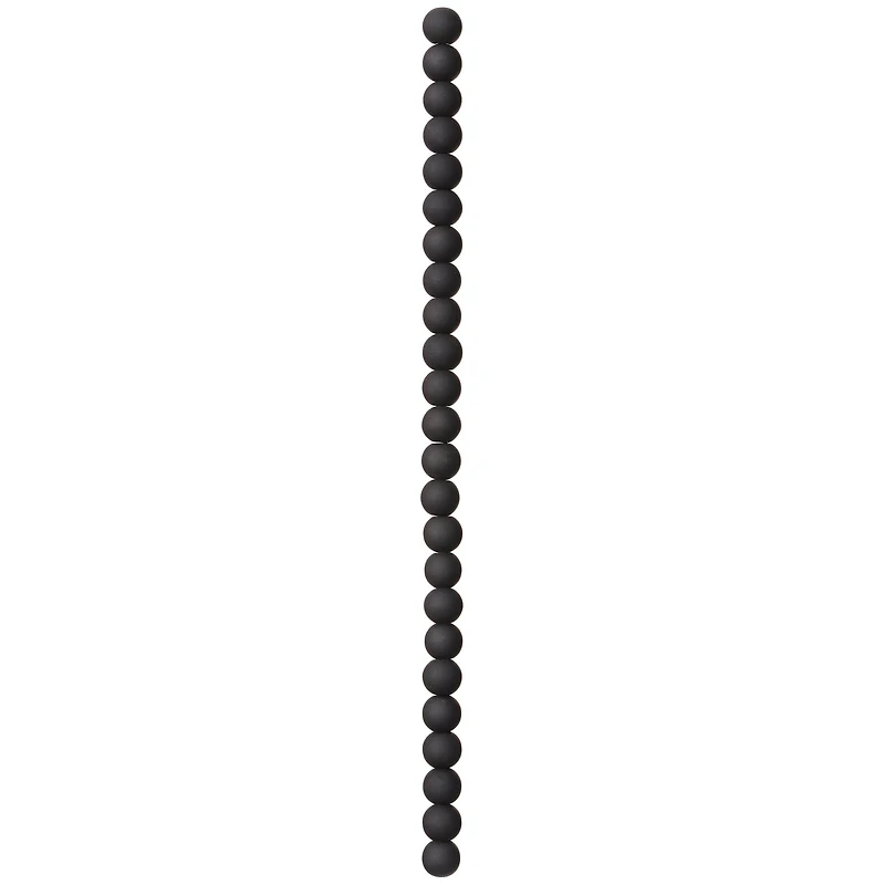 8mm Black Round Rubber Coated Glass Beads by Bead Landing™