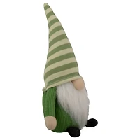 9" Green Striped Hat Boy Springtime Gnome
