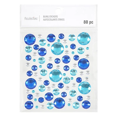 12 Pack: Blue Mixed Gem Bling Sticker Sheet by Recollections™