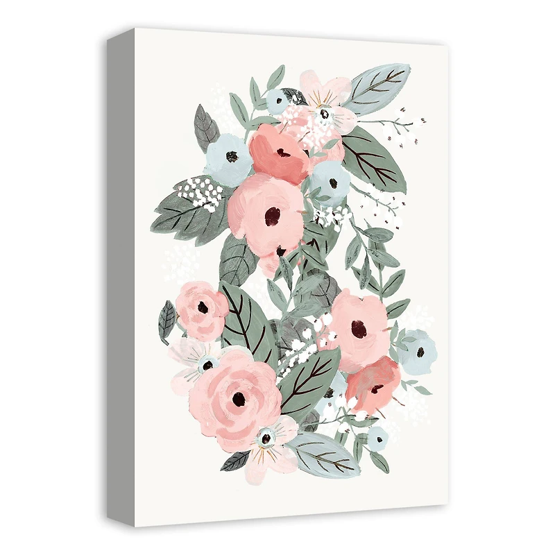 Painted Pastel Flowers 12" x 18" Canvas Wall Art