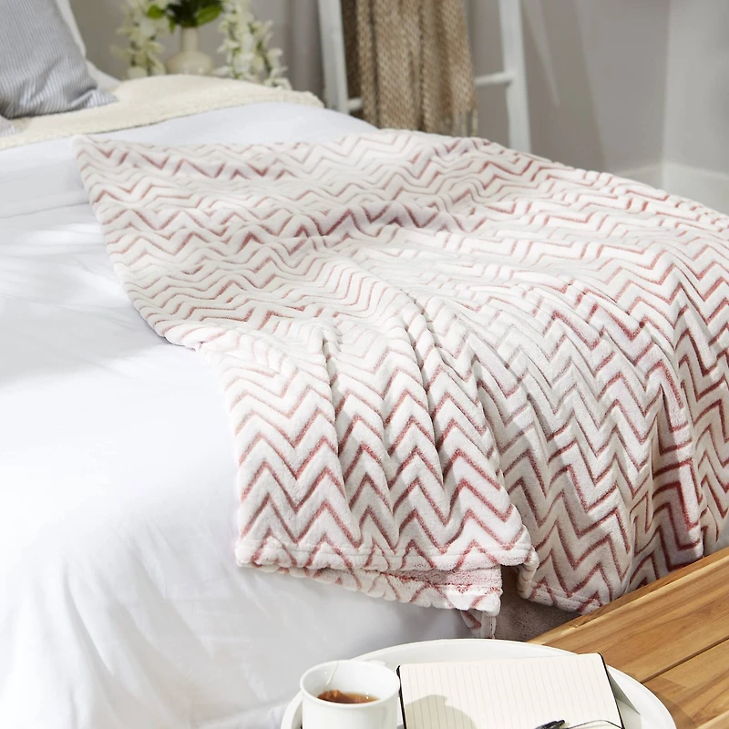 DII® Barn Red Chevron Plush Throw