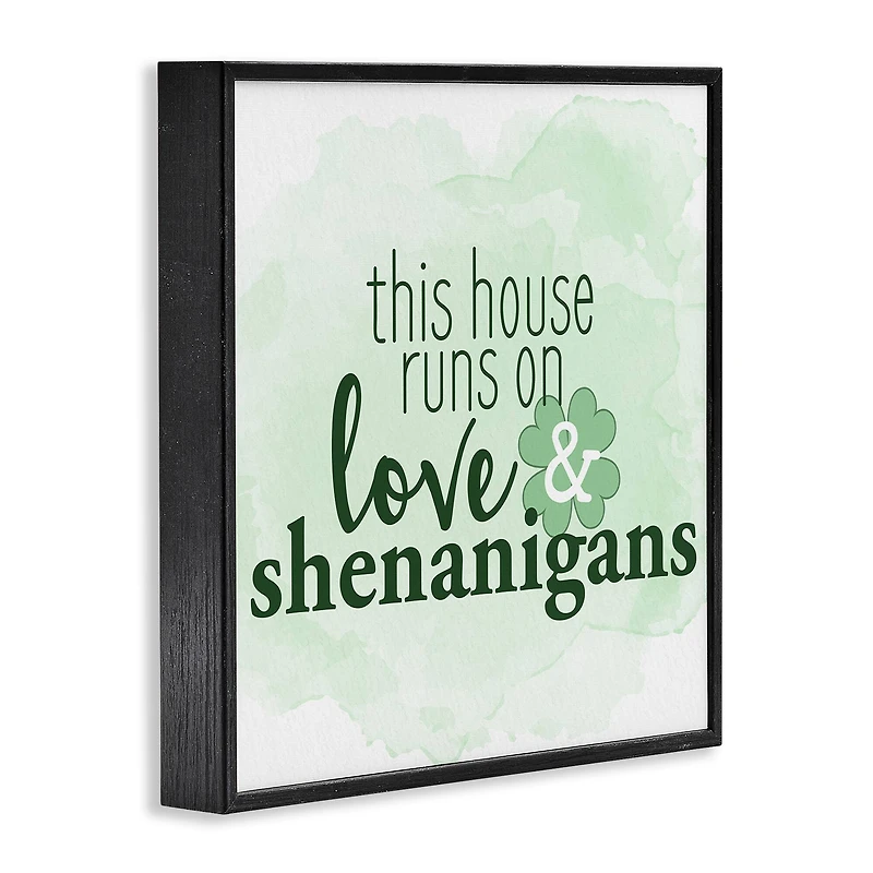 Stupell Industries Love & Shenanigans Family Shamrock Phrase Framed Giclee Art