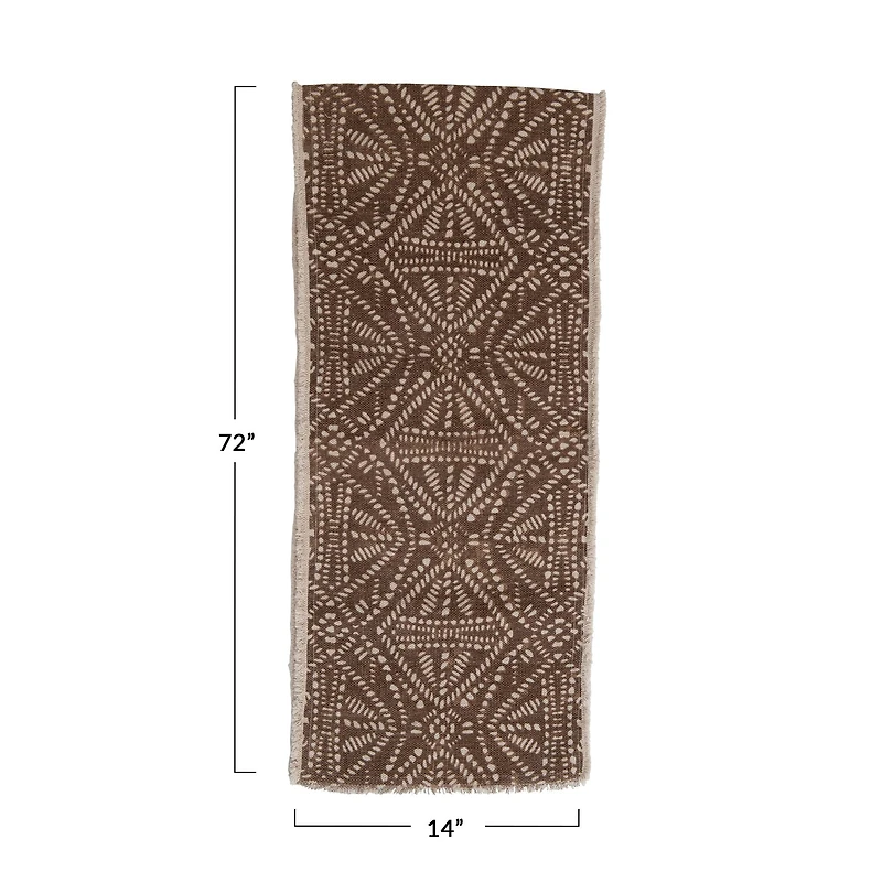 Hello Honey® 72" Stonewashed Cotton Canvas Table Runner with Pattern and Frayed Edges