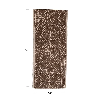 Hello Honey® 72" Stonewashed Cotton Canvas Table Runner with Pattern and Frayed Edges