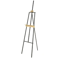 68.5" Black Metal Painter's Inspired 4-Tier Display Easel with Gold Accents