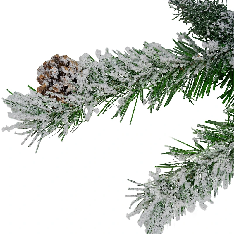 22" Unlit Snowy Flocked Angel Pine with Pine Cones Christmas Teardrop Swag