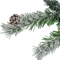 22" Unlit Snowy Flocked Angel Pine with Pine Cones Christmas Teardrop Swag